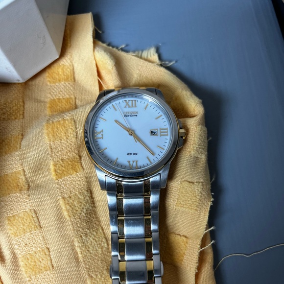 Citizens eco- drive 100 mm men's two tone watch